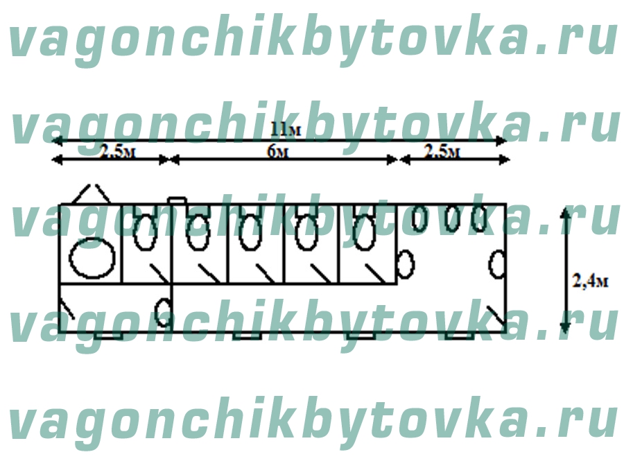 Санузел из вагончика 11м